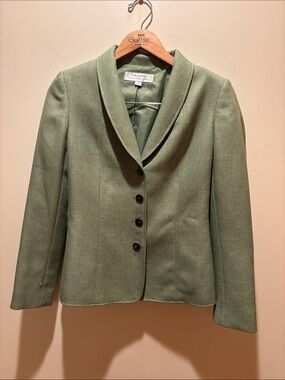 Tahari Olive Green Shawl Collar Women's Blazer